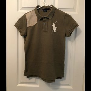Ralph Lauren Women’s Skinny Fit Polo, khaki green, size M Polo